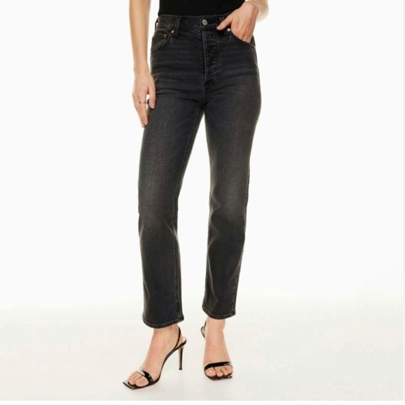 Aritzia Denim Forum The Arlo High Rise Straight Leg Jeans in Washed Black 28 - Picture 1 of 6